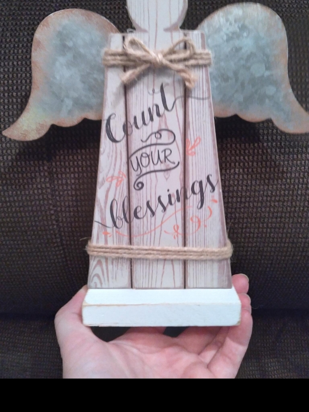 Count Your Blessings Wooden Angel Home Accent - White, Cream, Tan